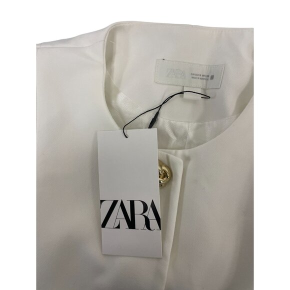 Zara Womens Blazer Suit Jacket M Medium Oyster White Gold Buttons 2399/593 NWT - Picture 6 of 16
